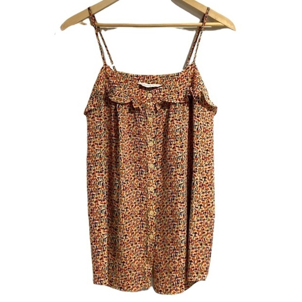 Rebecca Taylor tank top silk blouse ruffled detail adjustable straps size‎ 6